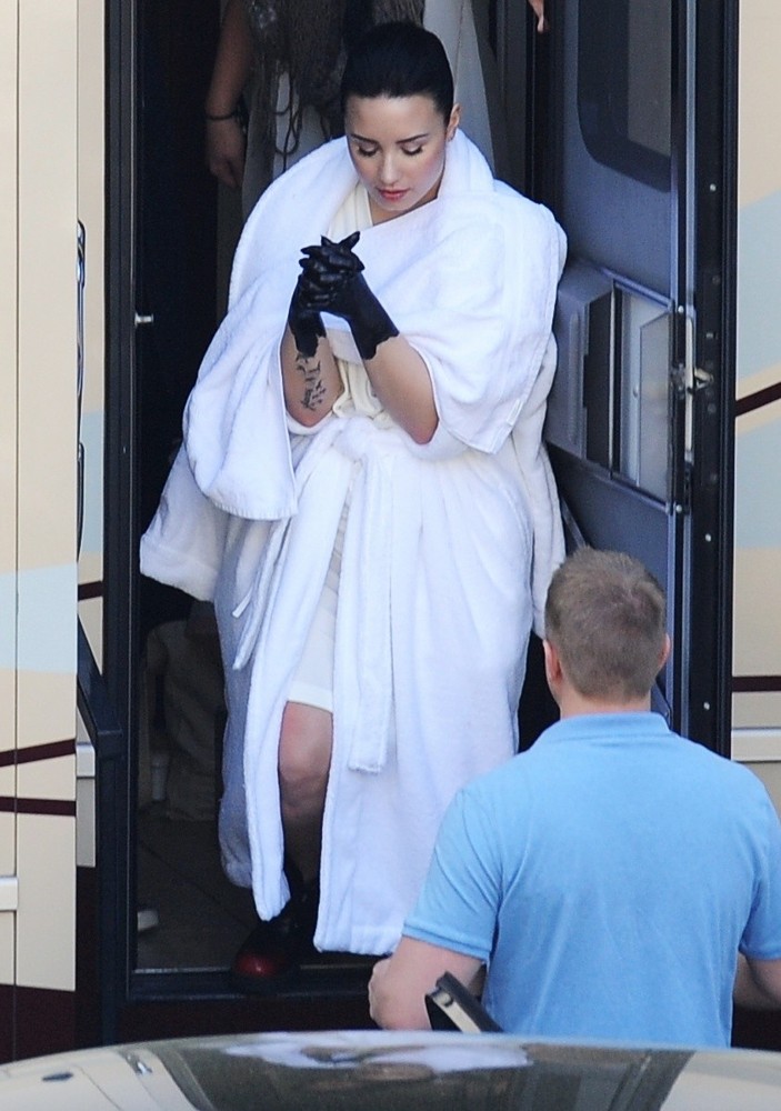 Demi Lovato;<br>Demi Lovato Spotted on The Set of Her Music Video Heart Attack Sporting Black Painted Hands