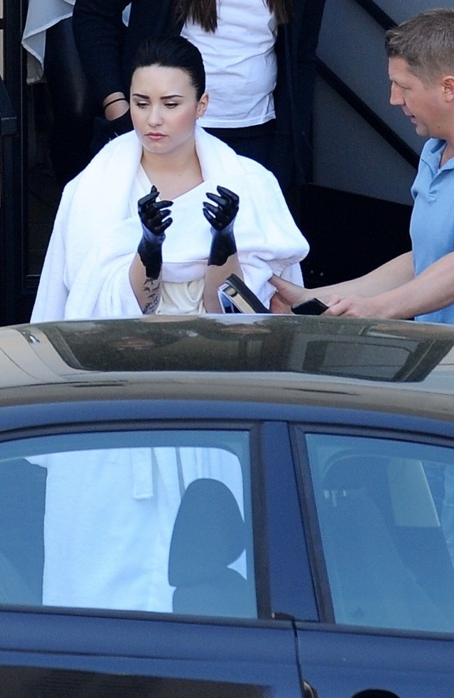 Demi Lovato;<br>Demi Lovato Spotted on The Set of Her Music Video Heart Attack Sporting Black Painted Hands