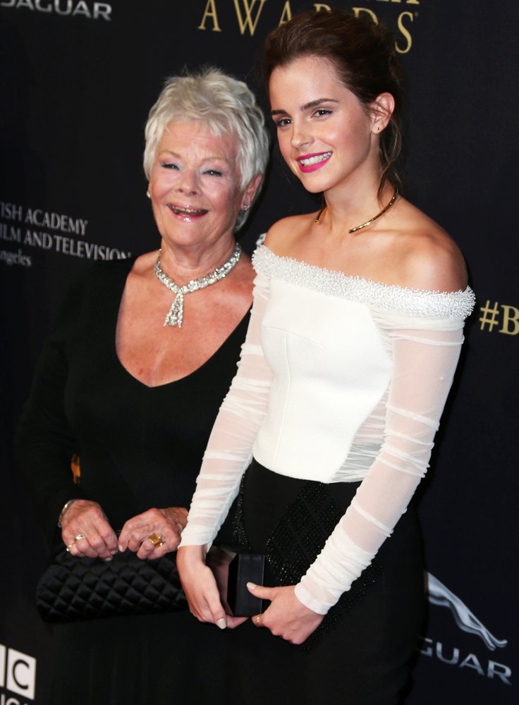 Judi Dench;Emma Watson;<br>2014 BAFTA Los Angeles Jaguar Britannia Awards Presented by BBC America and United Airlines