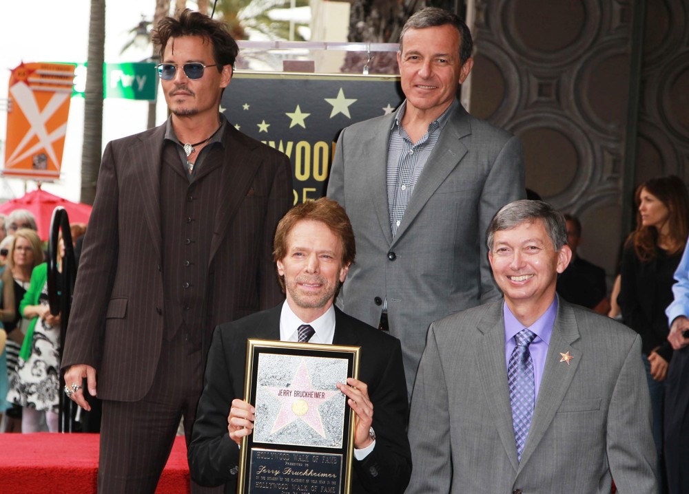 Johnny Depp;Jerry Bruckheimer;Bob Iger;Leron Gubler;<br>Jerry Bruckheimer Honored on The Hollywood Walk of Fame