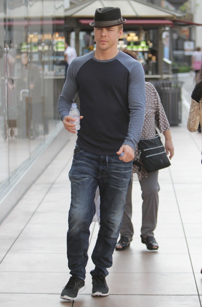 Derek Hough Wearing A Pork Pie Hat Seen Shopping at The Grove