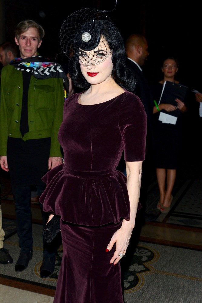 Dita Von Teese;<br>London Fashion Week Spring-Summer 2013 - Philip Treacy - Front Row