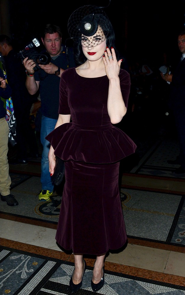 Dita Von Teese;<br>London Fashion Week Spring-Summer 2013 - Philip Treacy - Front Row