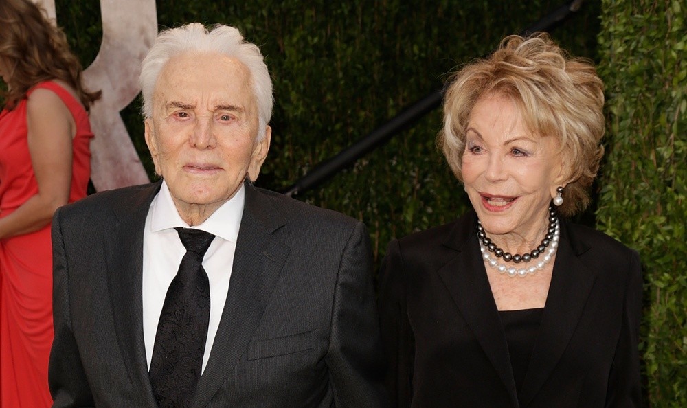 Kirk Douglas;Anne Buydens;<br>2013 Vanity Fair Oscar Party - Arrivals