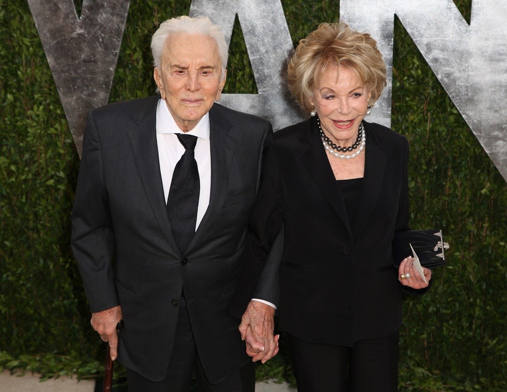 Kirk Douglas;Anne Buydens;<br>2013 Vanity Fair Oscar Party - Arrivals