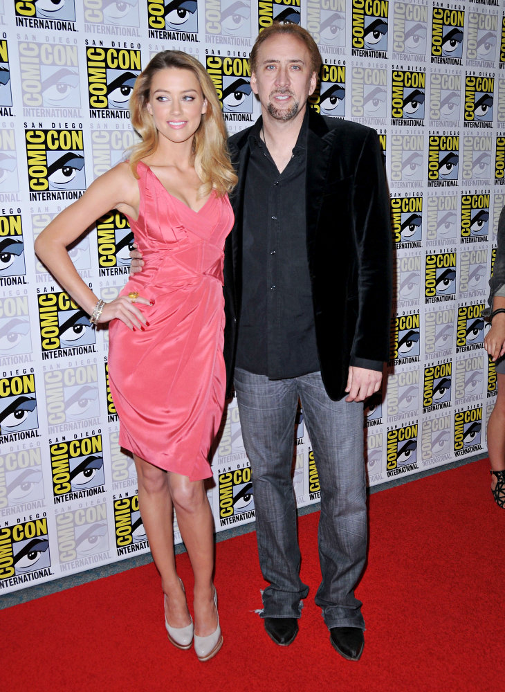 Amber Heard;Nicolas Cage;<br>Comic Con 2010 - Day 2 - 'Drive Angry' Photocall
