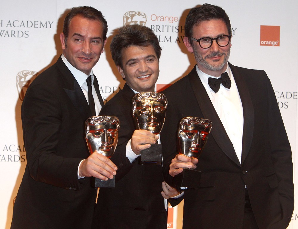 Jean Dujardin;Thomas Langmann;Michel Hazanavicius;<br>Orange British Academy Film Awards 2012 - Press Room