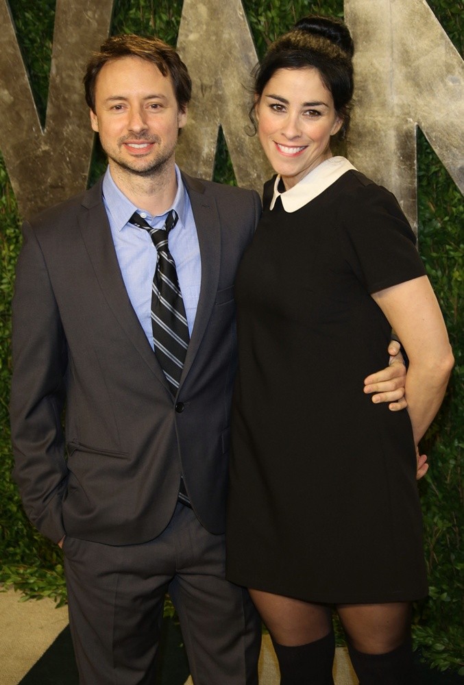 Kyle Dunnigan;Sarah Silverman;<br>2013 Vanity Fair Oscar Party - Arrivals