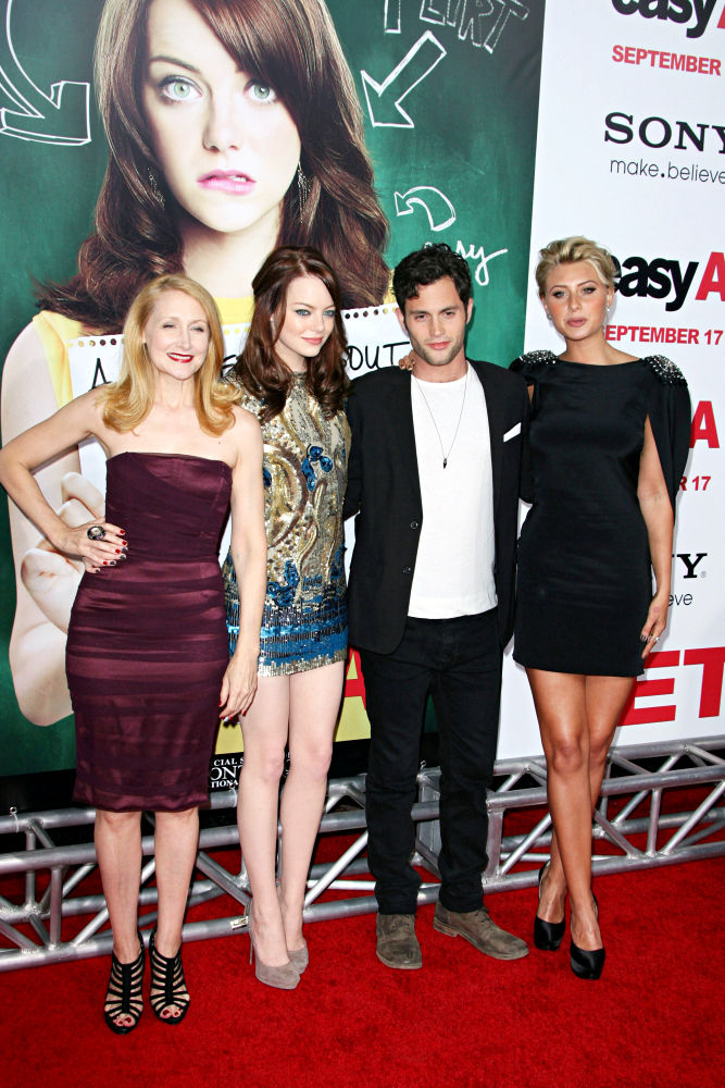 Patricia Clarkson;Emma Stone;Penn Badgley;Alyson Michalka;<br>Los Angeles Premiere of 'Easy A'