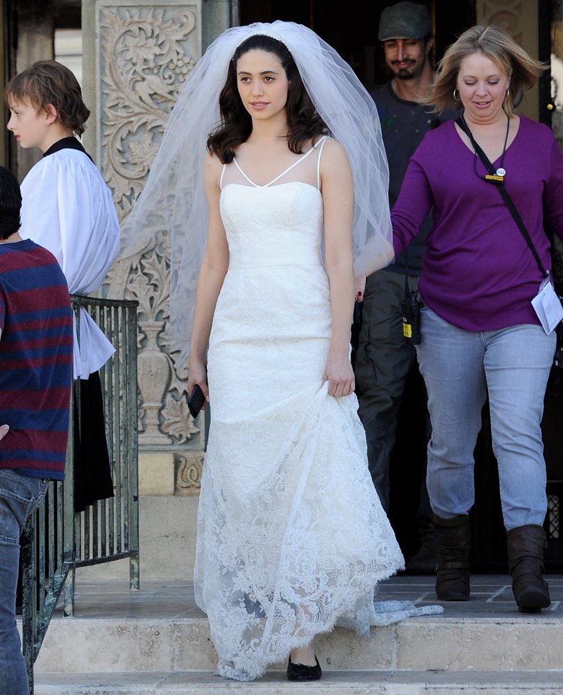 Emmy Rossum;<br>Filming A Wedding Scene for TV Series Shameless