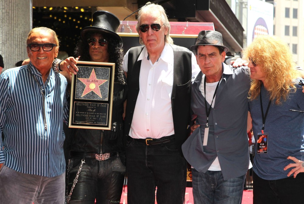 Robert Evans;Slash;Jim Ladd;Charlie Sheen;Steven Adler;<br>Slash Honored with A Star on The Hollywood Walk of Fame
