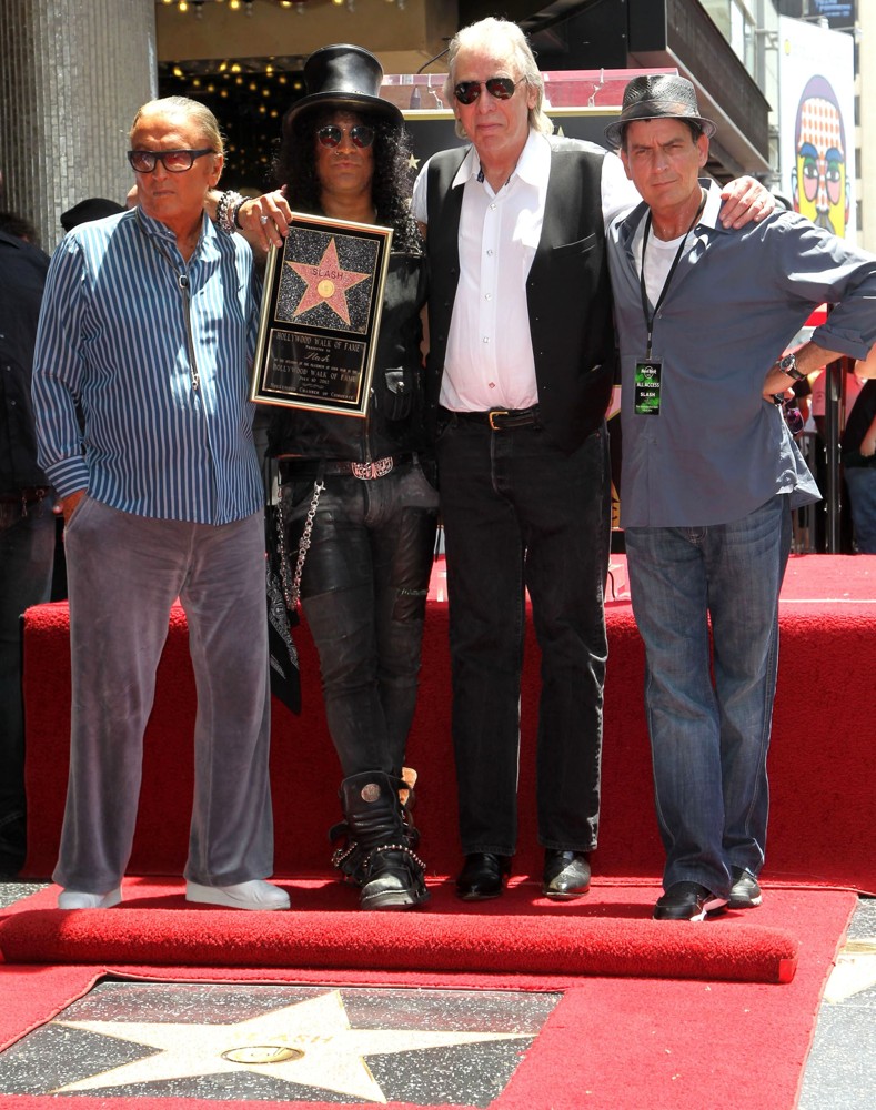 Robert Evans;Slash;Jim Ladd;Charlie Sheen;<br>Slash Honored with A Star on The Hollywood Walk of Fame