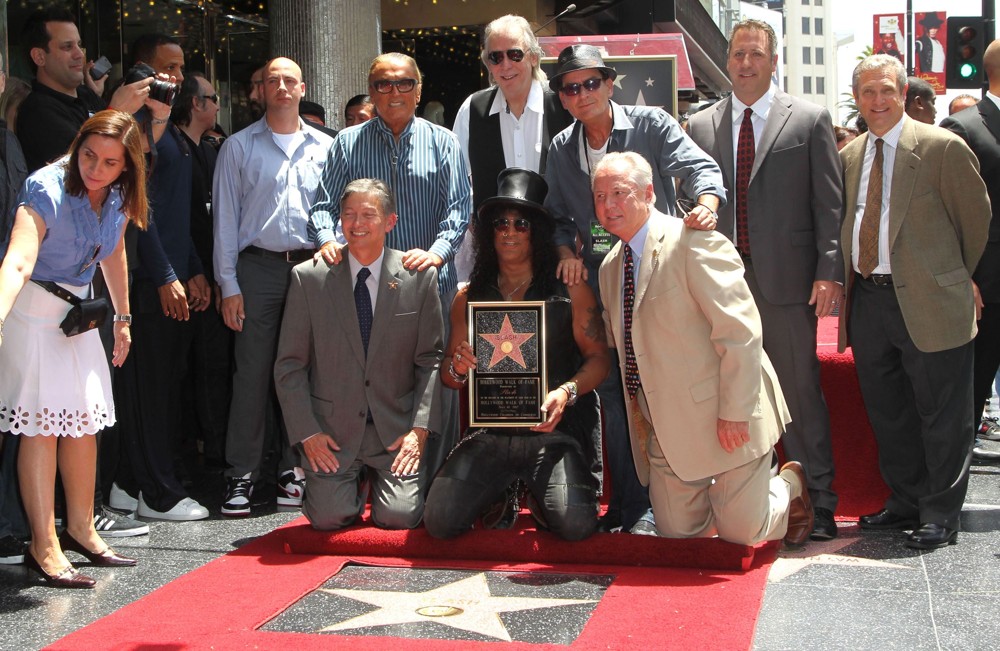 Leron Gubler;Robert Evans;Slash;Jim Ladd;Charlie Sheen;Tom Labonge;<br>Slash Honored with A Star on The Hollywood Walk of Fame