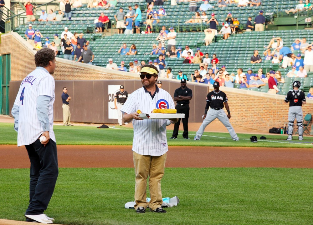Will Ferrell;Zach Galifianakis;<br>Zach Galifianakis and Will Ferrell Promote Movie The Campaign by Throwing Out A Dueling First Pitch