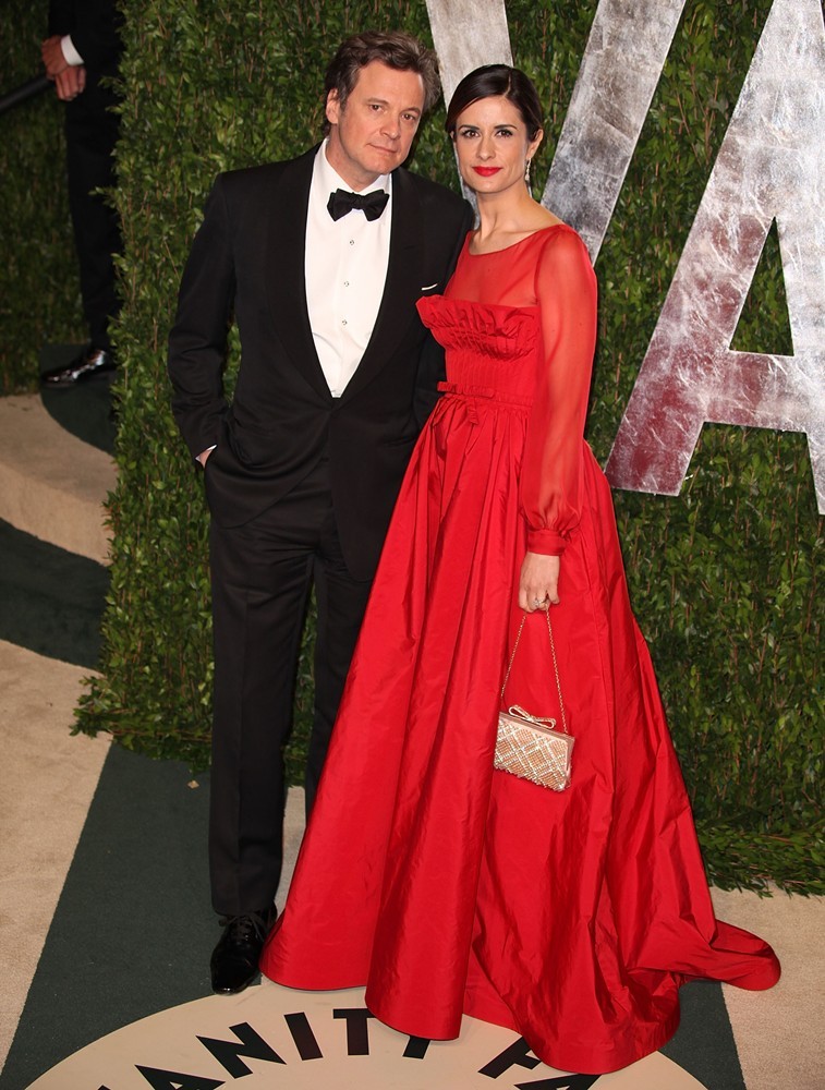 Colin Firth;Livia Giuggioli;<br>2012 Vanity Fair Oscar Party - Arrivals