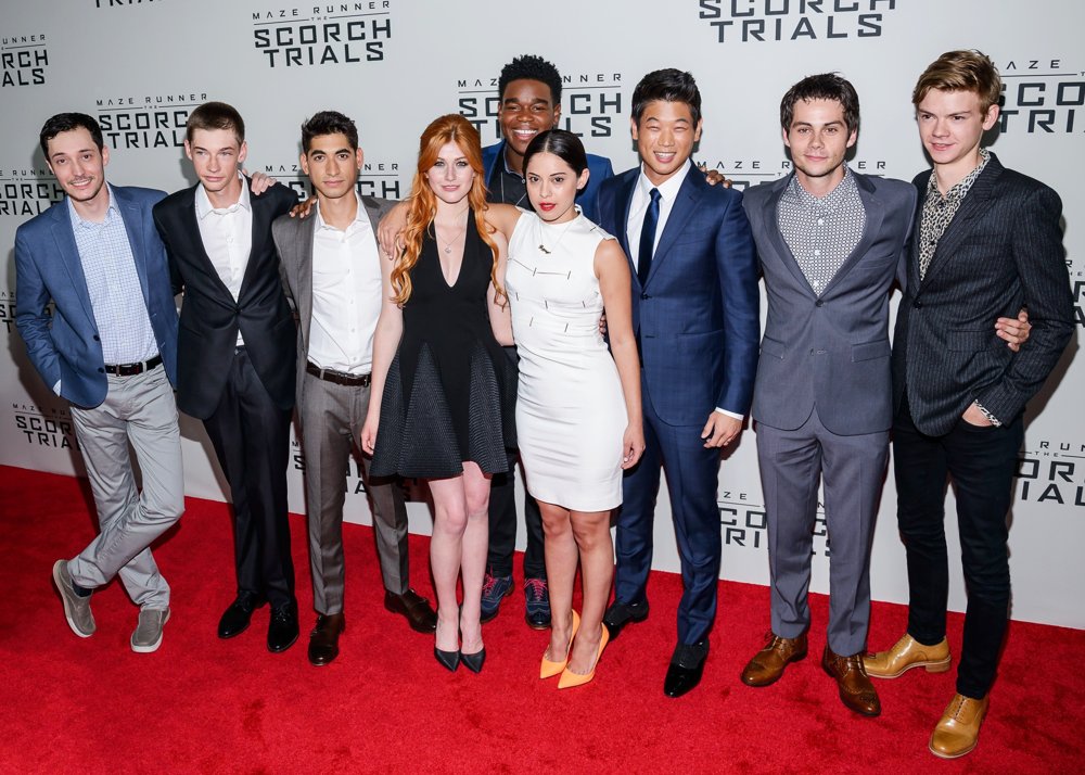 Wes Ball;Jacob Lofland;Alexander Flores;Katherine McNamara;Dexter Darden;Rosa Salazar;Ki Hong Lee;Dylan O'Brien;Thomas Sangster;<br>Maze Runner: The Scorch Trials New York Premiere