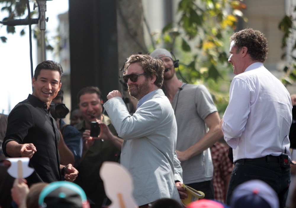 Mario Lopez;Zach Galifianakis;Will Ferrell;<br>Zach Galifianakis and Will Ferrell Promote Their Film The Campaign on Entertainment News Show Extra
