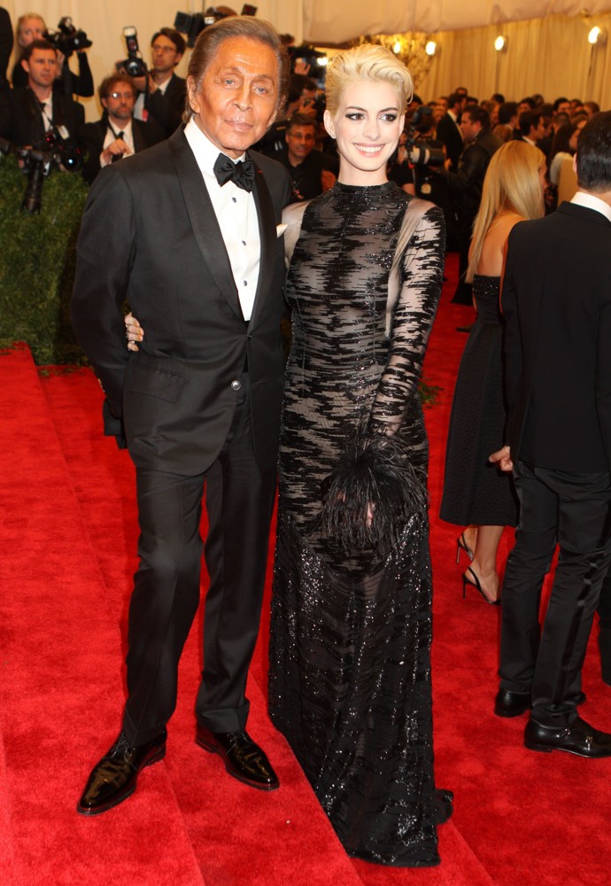 Valentino Garavani;Anne Hathaway;<br>PUNK: Chaos to Couture Costume Institute Gala
