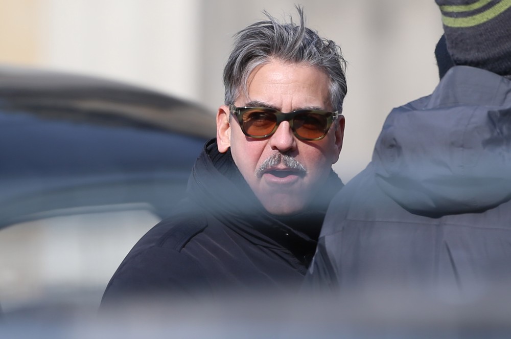 George Clooney;<br>On The Set of Movie The Monuments Men
