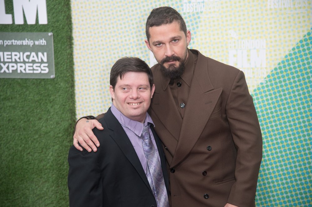 Zack Gottsagen;Shia LaBeouf;<br>The Peanut Butter Falcon Premiere - 63rd BFI London Film Festival