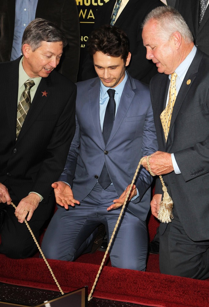Leron Gubler;James Franco;Tom LaBonge;<br>James Franco Is Honoured with A Hollywood Star on The Hollywood Walk of Fame