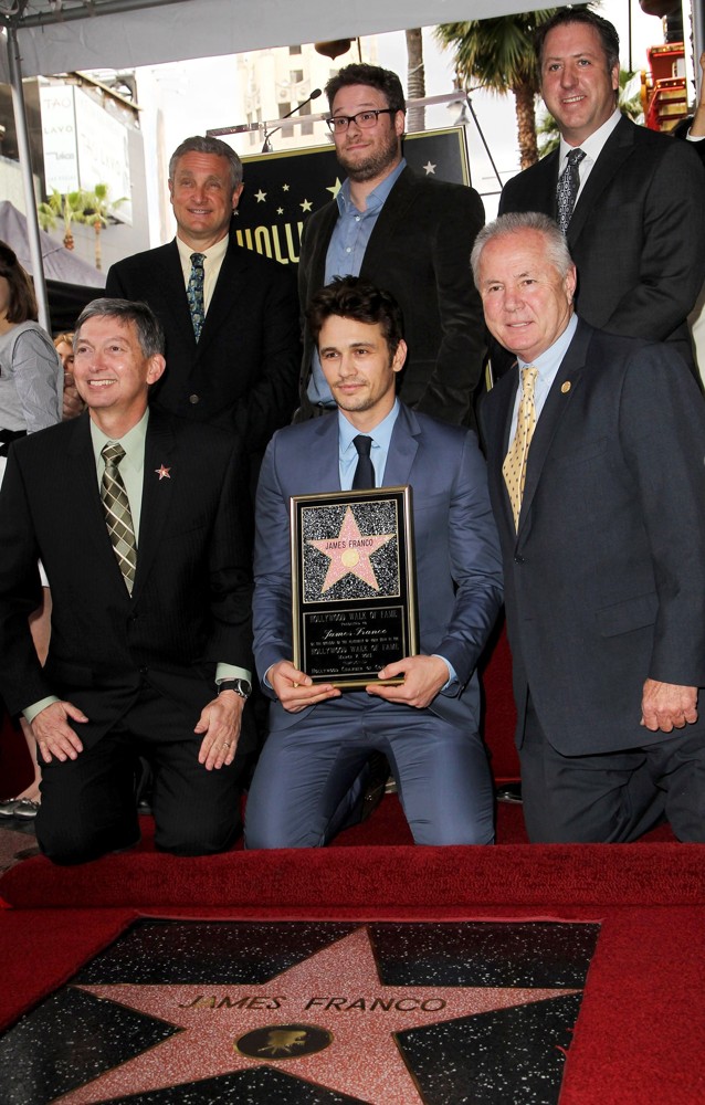 Leron Gubler;David Green;James Franco;Seth Rogen;Tom LaBonge;Christopher Barton;<br>James Franco Is Honoured with A Hollywood Star on The Hollywood Walk of Fame