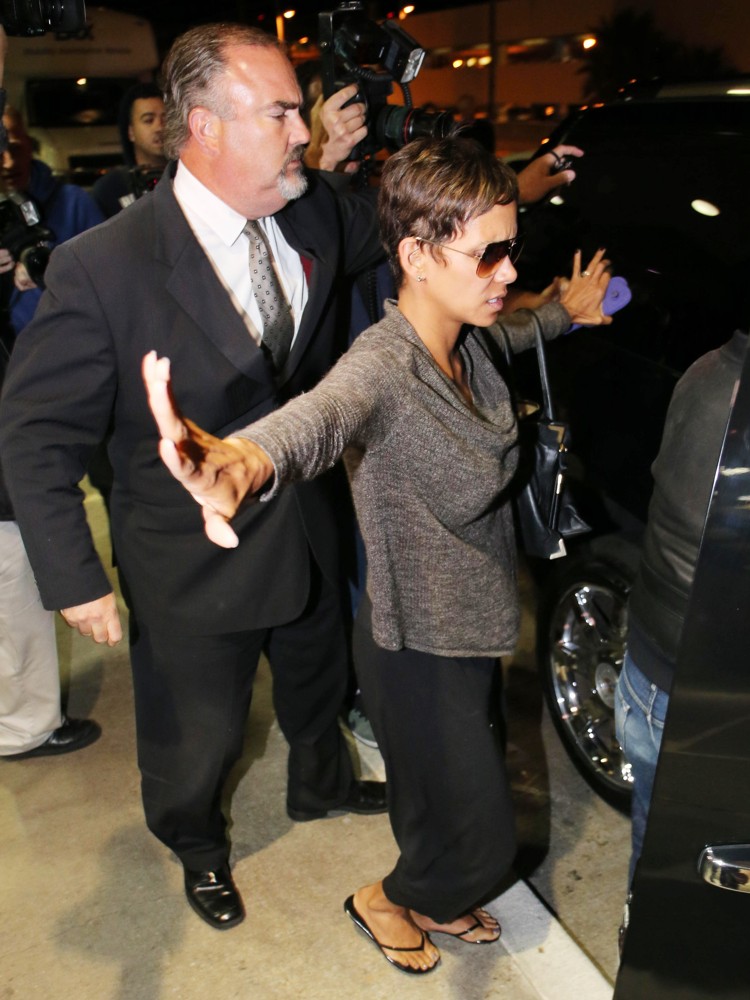 Halle Berry;<br>Halle Berry Arrives at LAX Airport with Olivier Martinez and Nahla Aubry