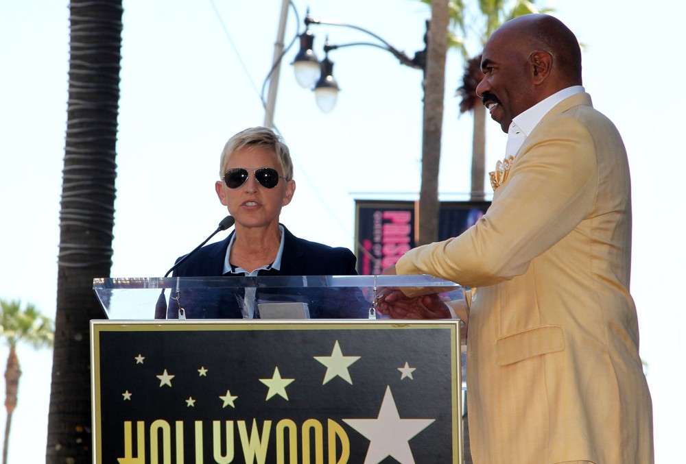 Ellen DeGeneres;Steve Harvey;<br>Steve Harvey Is Honoured with A Star on The Hollywood Walk of Fame