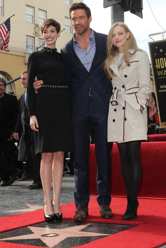 Anne Hathaway;Hugh Jackman;Amanda Seyfried;<br>Hugh Jackman Is Honoured with A Hollywood Star on The Hollywood Walk of Fame