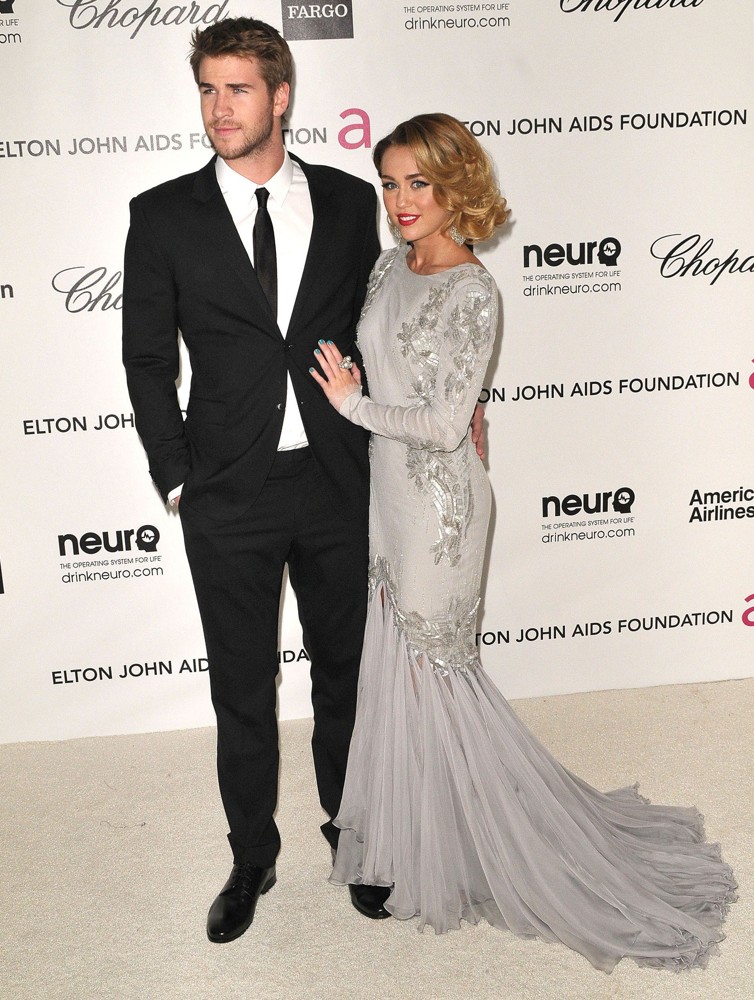 Liam Hemsworth;Miley Cyrus;<br>The 20th Annual Elton John AIDS Foundation's Oscar Viewing Party - Arrivals