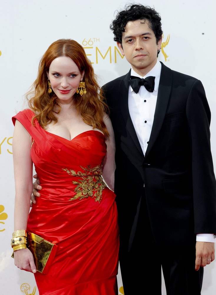 Christina Hendricks;Geoffrey Arend;<br>66th Primetime Emmy Awards - Arrivals