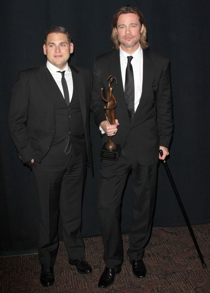 Jonah Hill;Brad Pitt;<br>The 23rd Annual Palm Springs International Film Festival Awards Gala - Press Room