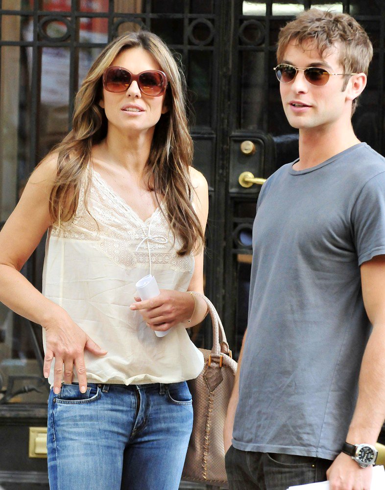 Elizabeth Hurley;Chace Crawford;<br>Shooting for Gossip Girl