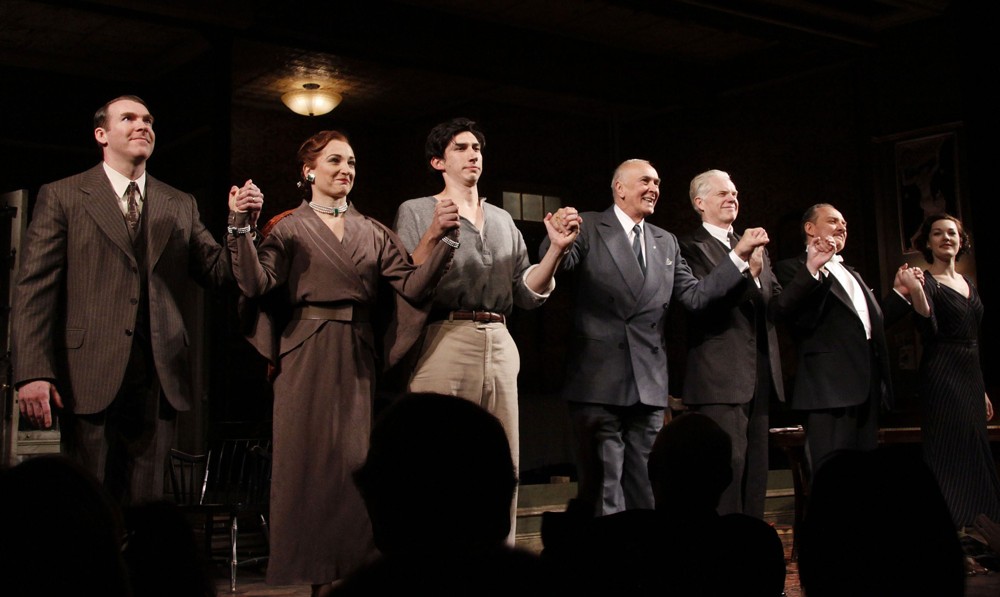 Brian Hutchison;Francesca Faridany;Adam Driver;Frank Langella;Michael Siberry;Zach Grenier;Virginia Kull;<br>Opening Night of The Broadway Play Man and Boy