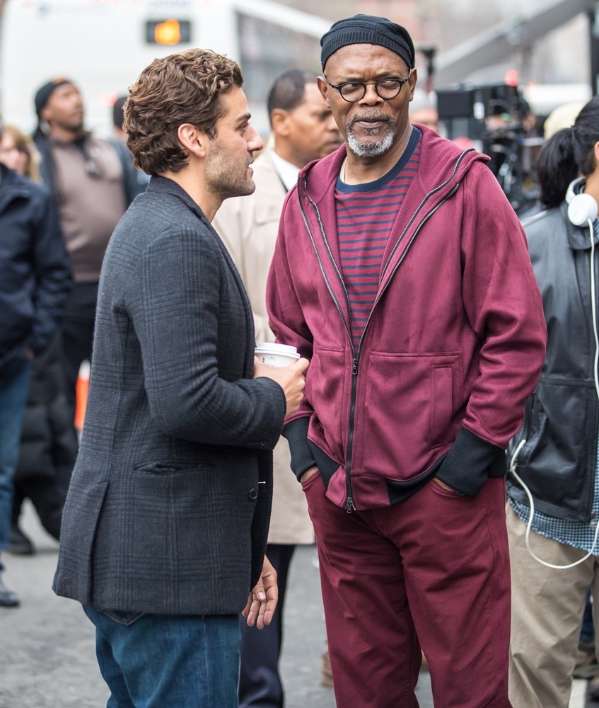 Oscar Isaac;Samuel L. Jackson;<br>On The Film Set of 'Life, Itself'