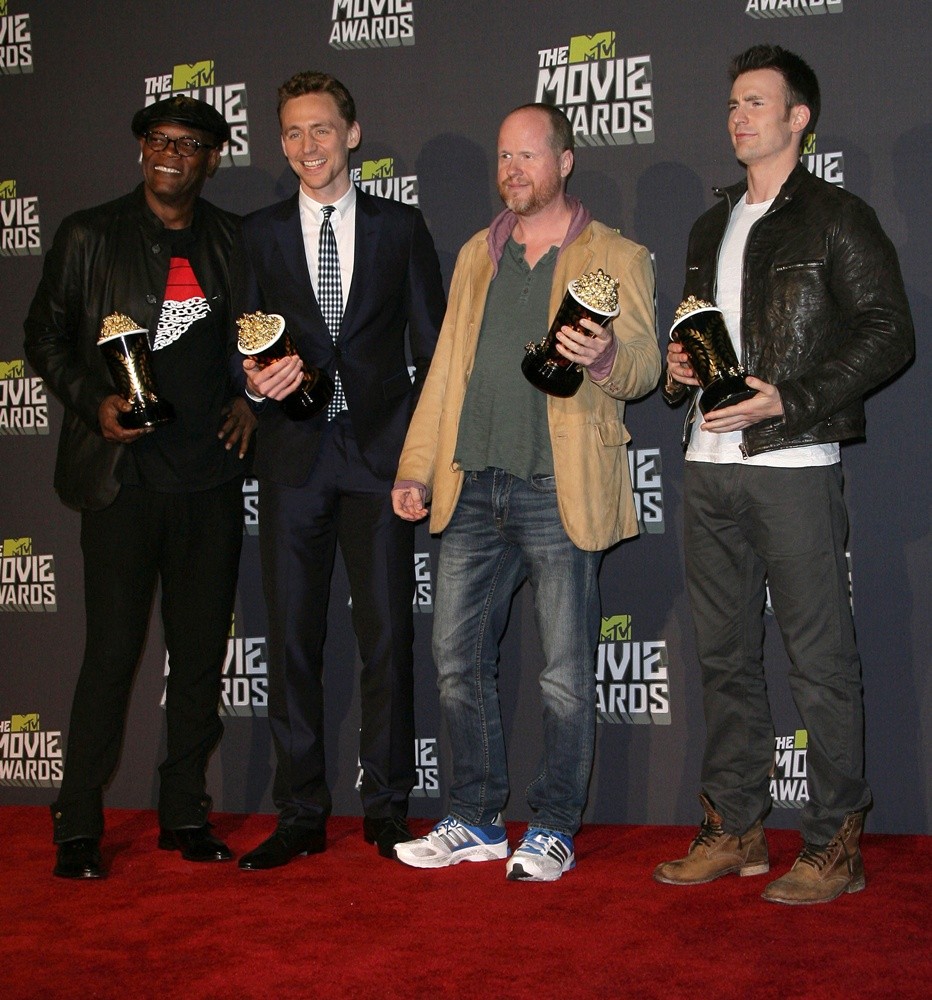 Samuel L. Jackson;Tom Hiddleston;Joss Whedon;Chris Evans;<br>2013 MTV Movie Awards - Press Room