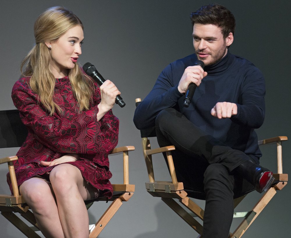 Lily James;Richard Madden;<br>Lily James and Richard Madden at Apple Soho Store