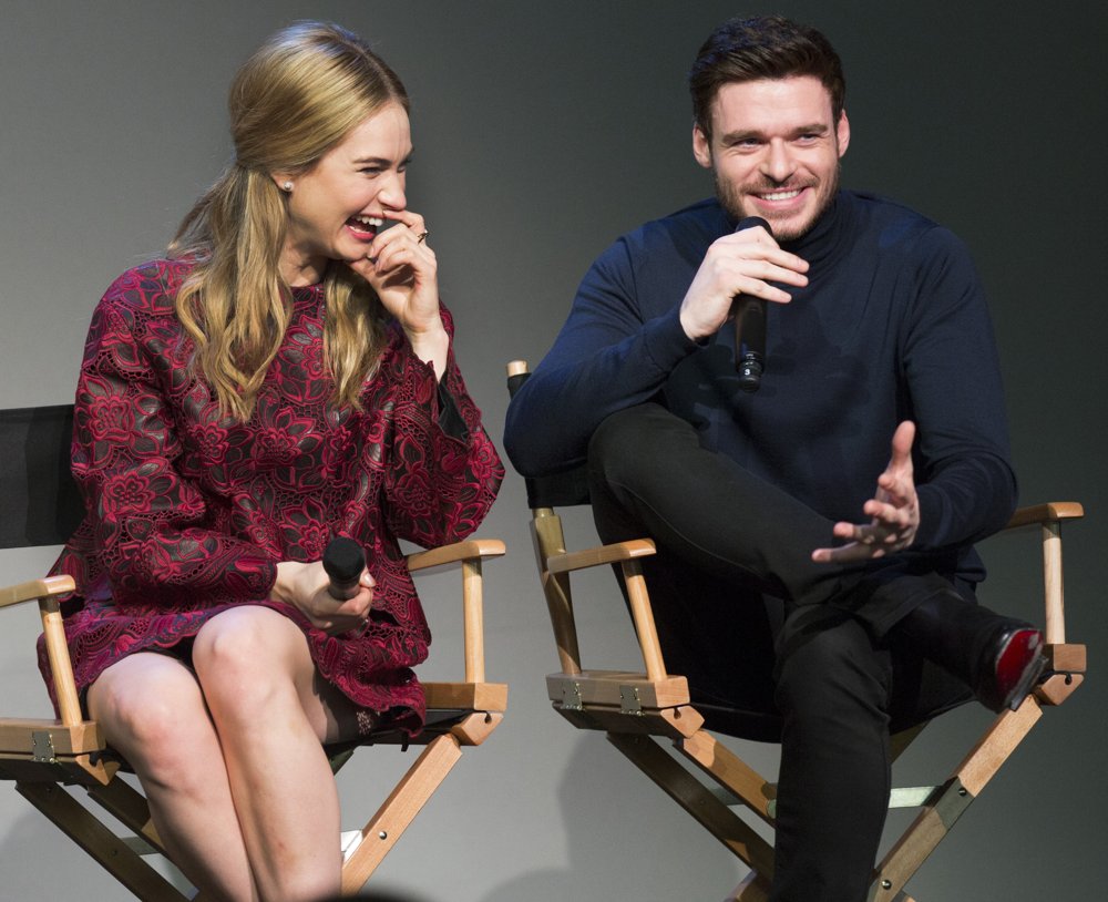 Lily James;Richard Madden;<br>Lily James and Richard Madden at Apple Soho Store