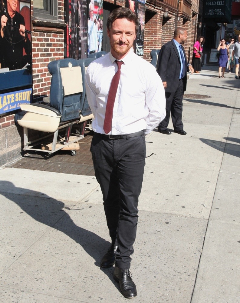 James McAvoy;<br>James McAvoy Outside Ed Sullivan Theatre for Late Show With David Letterman