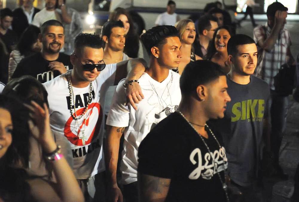 The Situation;DJ Pauly D;Ronnie Ortiz-Magro;Vinny Guadagnino;<br>Filming for The Reality Show 'Jersey Shore'