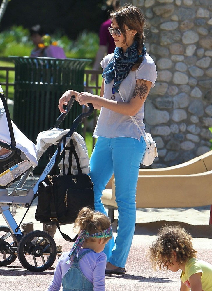 Jessica Alba;<br>Jessica Alba Seen with A New Tattoo on Her Arm, Spends Time with Her Two Daughters