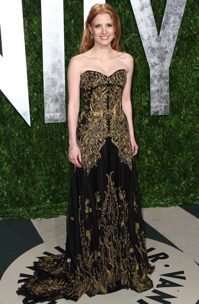 Jessica Chastain;<br>2012 Vanity Fair Oscar Party - Arrivals