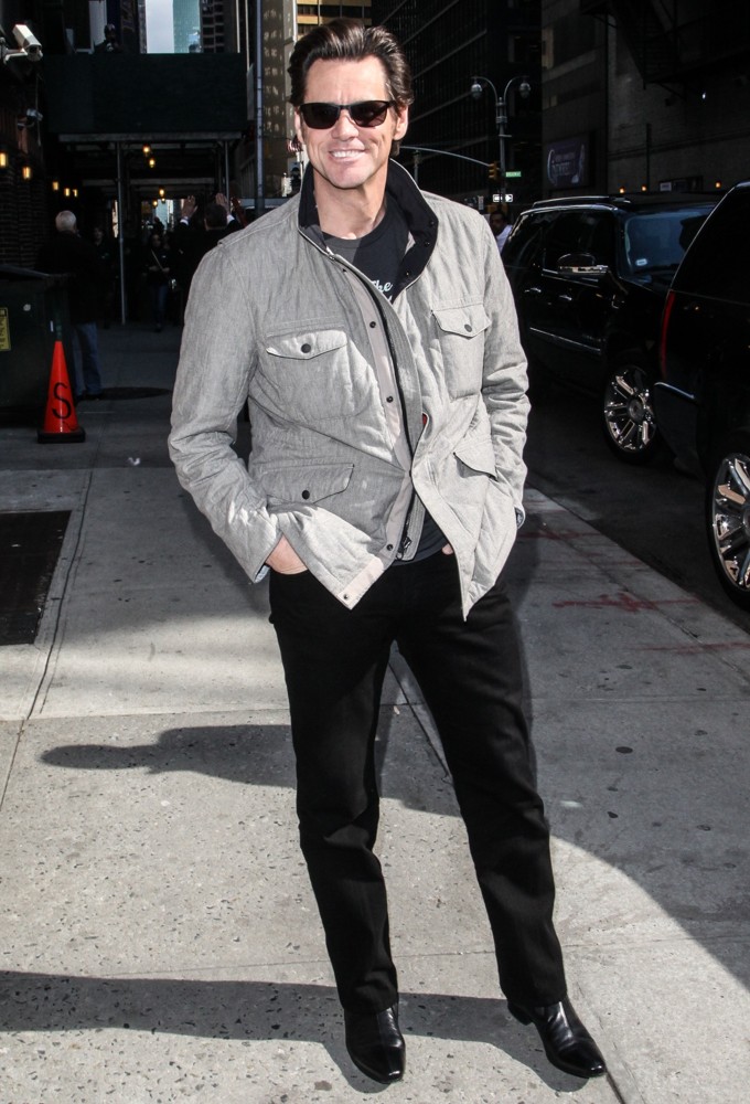 Jim Carrey;<br>Celebrities Outside of The Ed Sullivan Theater for The Late Show with David Letterman