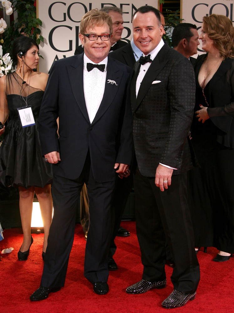 Elton John;David Furnish;<br>The 69th Annual Golden Globe Awards - Arrivals