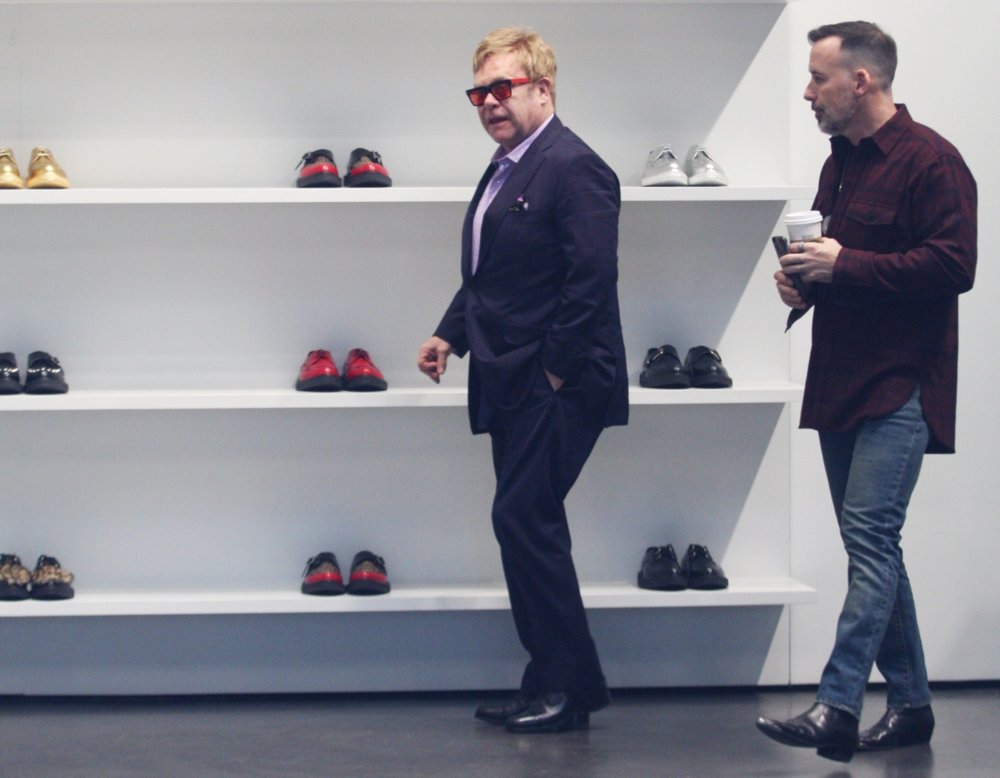 Elton John Spotted Shoe Shopping