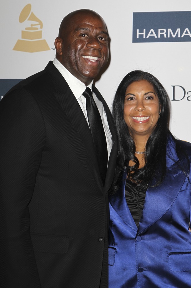 Magic Johnson;Cookie Johnson;<br>Clive Davis and The Recording Academy's 2013 Pre-Grammy Gala and Salute to Industry Icons
