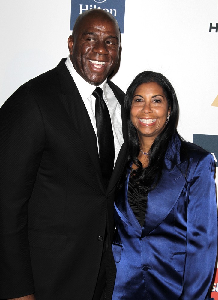 Magic Johnson;Cookie Johnson;<br>Clive Davis and The Recording Academy's 2013 Pre-Grammy Gala and Salute to Industry Icons