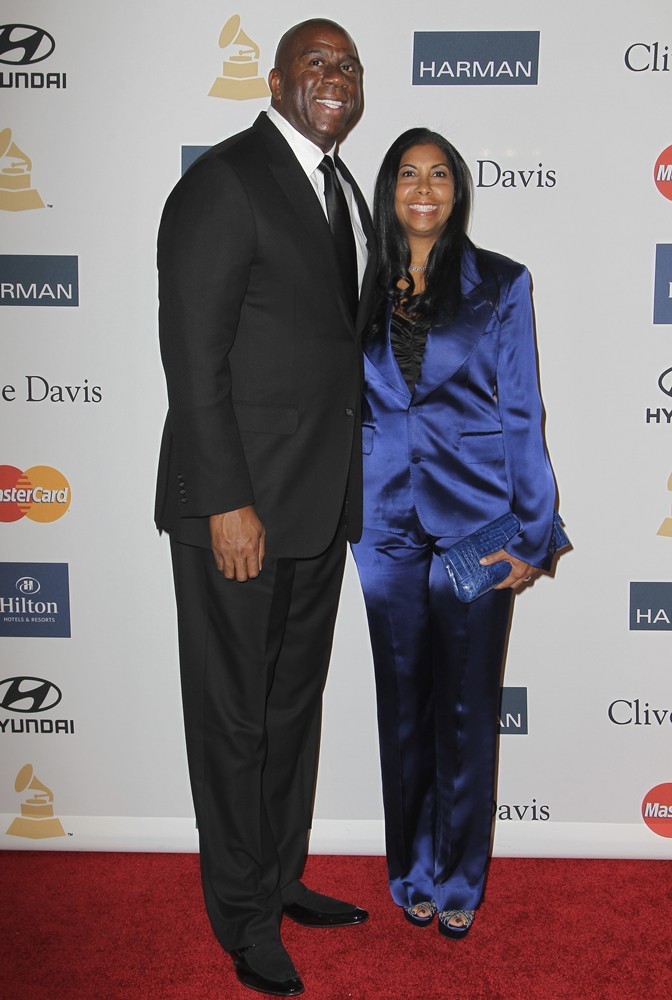 Magic Johnson;Cookie Johnson;<br>Clive Davis and The Recording Academy's 2013 Pre-Grammy Gala and Salute to Industry Icons