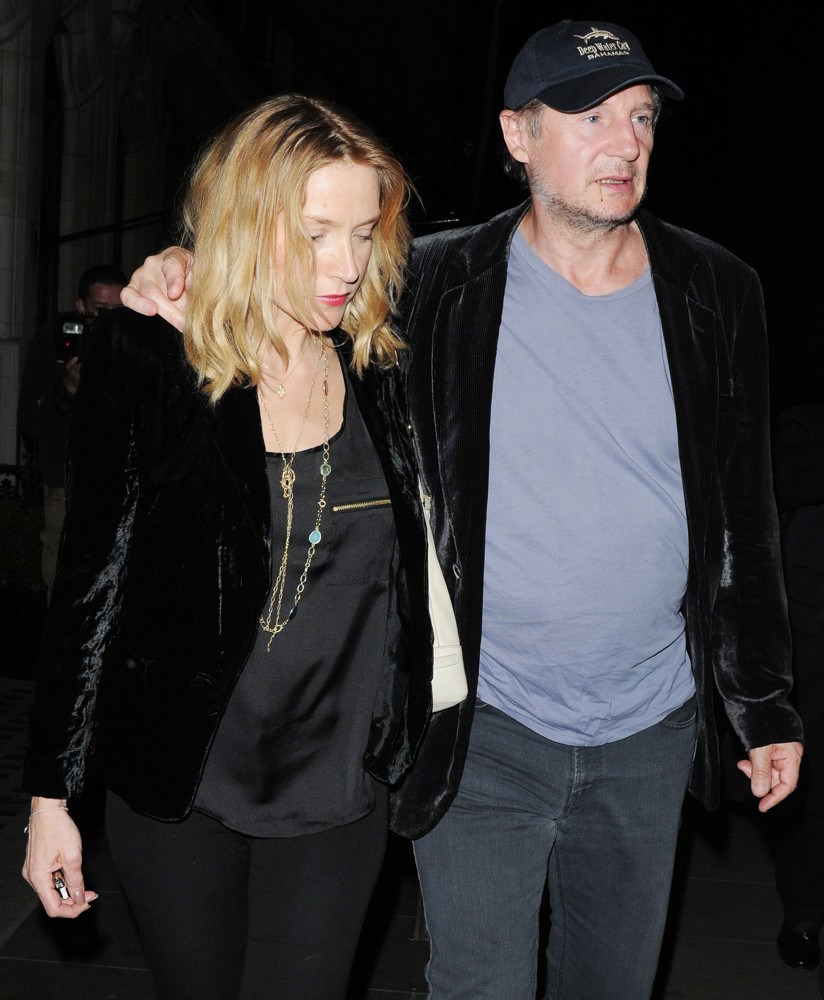 Freya St. Johnston;Liam Neeson;<br>Liam Neeson Leaves Scott's Restaurant with Freya St. Johnston
