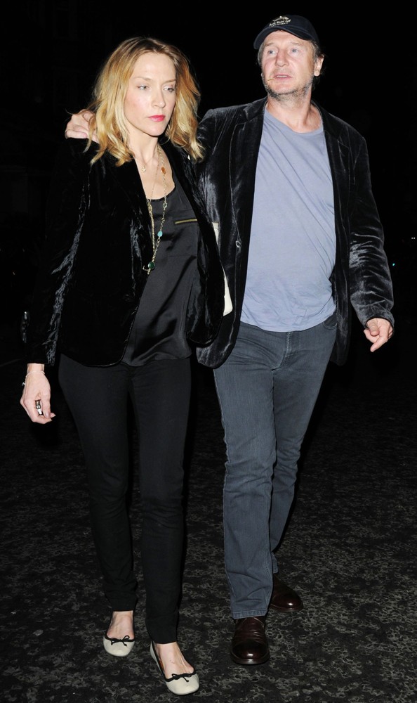 Freya St. Johnston;Liam Neeson;<br>Liam Neeson Leaves Scott's Restaurant with Freya St. Johnston